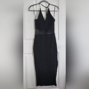 Santorini Resort Textured Midi Dress Black